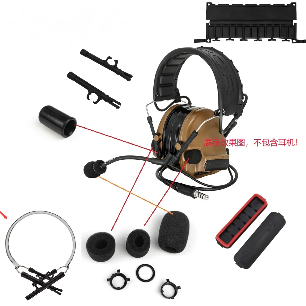 Comta III C2 C3 auriculares tácticos accesorios de repuesto esponjas de microfónico/cubierta de batería/trípode/diadema/orejeras de silicona - imagen 3