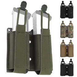 Bolsas dobles para revistas de 9MM, pistolas tácticas, bolsa para munición Mag, bolsas para linterna Molle, soporte para antorcha, bolsa portacuchillas de caza