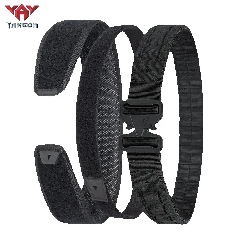 Cinturón táctico YAKEDA 3 en 1, hebilla de liberación rápida cortada con láser, cinturón de tiro de combate MOLLE con cinturón interior y almohadilla de soporte trasero - imagen 2