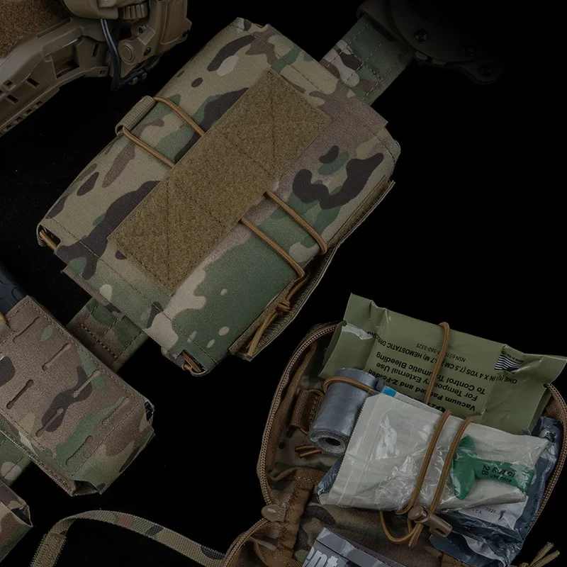 Bolsa de primeros auxilios de extracción horizontal, diseño dividido, se adapta al sistema MOLLE, ajuste elástico, uso rápido - imagen 3