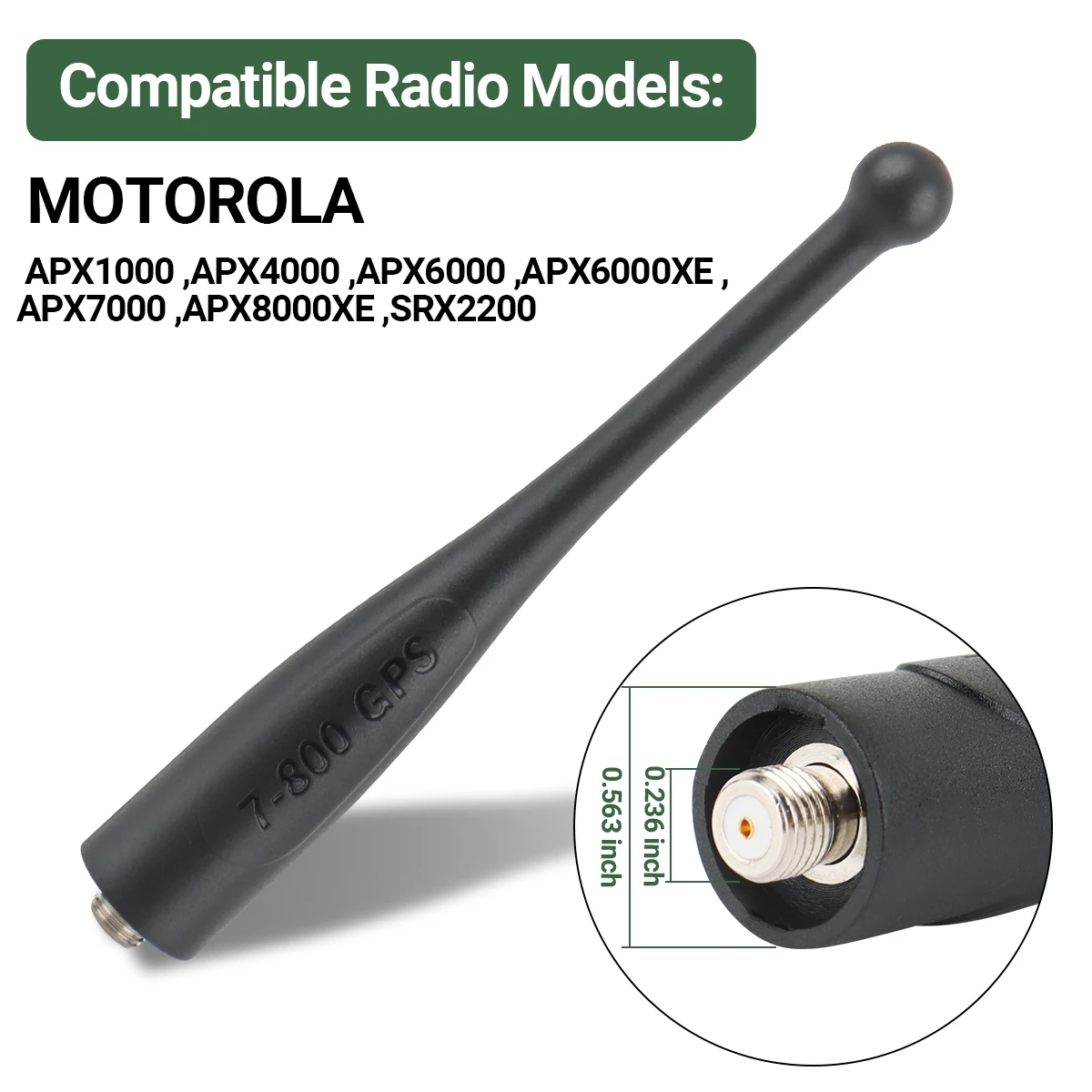 ABBREE 7-800 antena GPS SMA hembra UHF 764-870MHz antena rechoncha para Motorola APX serie APX 1000 4000 6000 APX 6000XE 8000XE - imagen 4