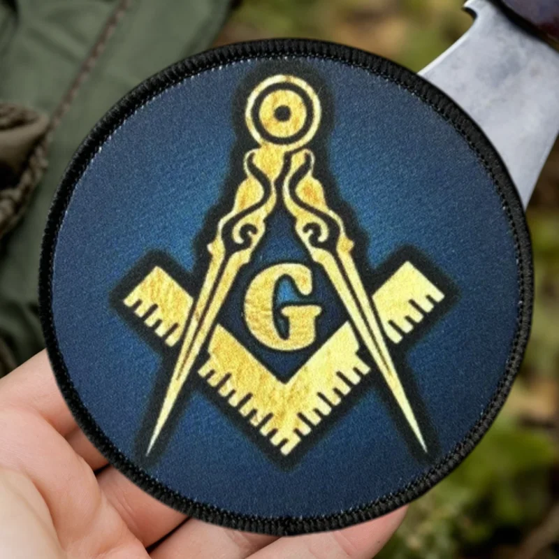 Parche masónico impreso logia para motero – Insignia moral con velcro - imagen 2