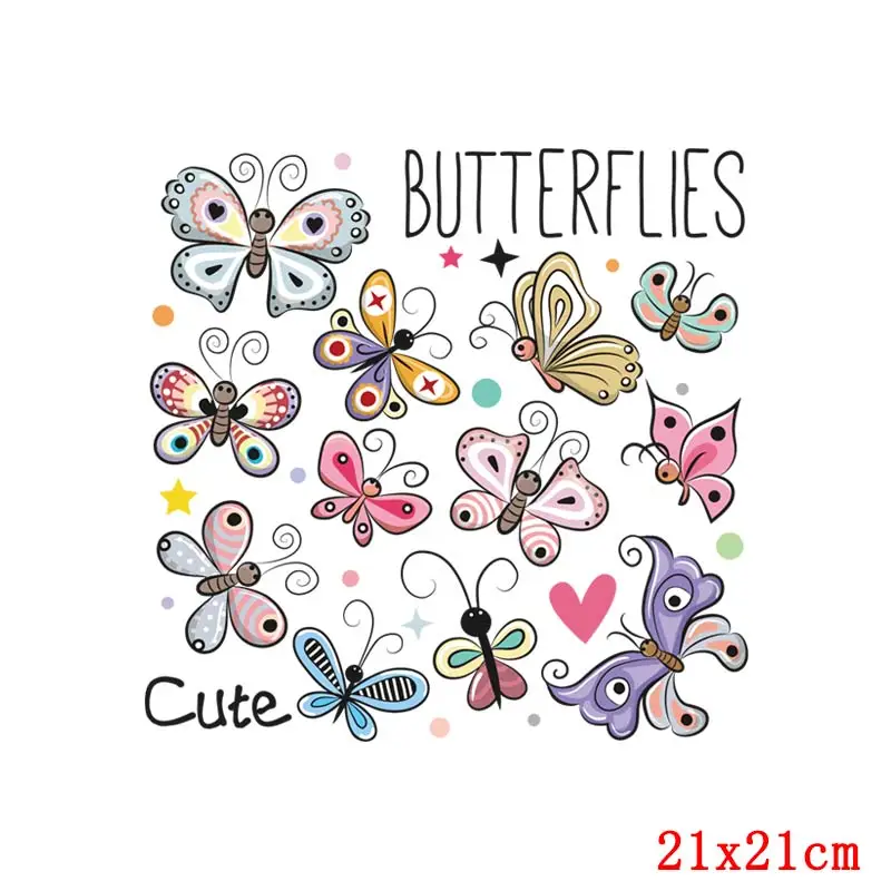 Juego de pegatinas térmicas de animales lindos para ropa, transferencia de hierro de mariposa para ropa, Parche de dibujos animados para ropa, oso y gato - imagen 5