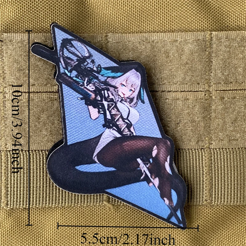 Parche táctico de Chica de Anime, insignia de moral militar con estampado de gancho y bucle, mochila, accesorios de decoración de ropa, pegatinas, brazalete - imagen 2