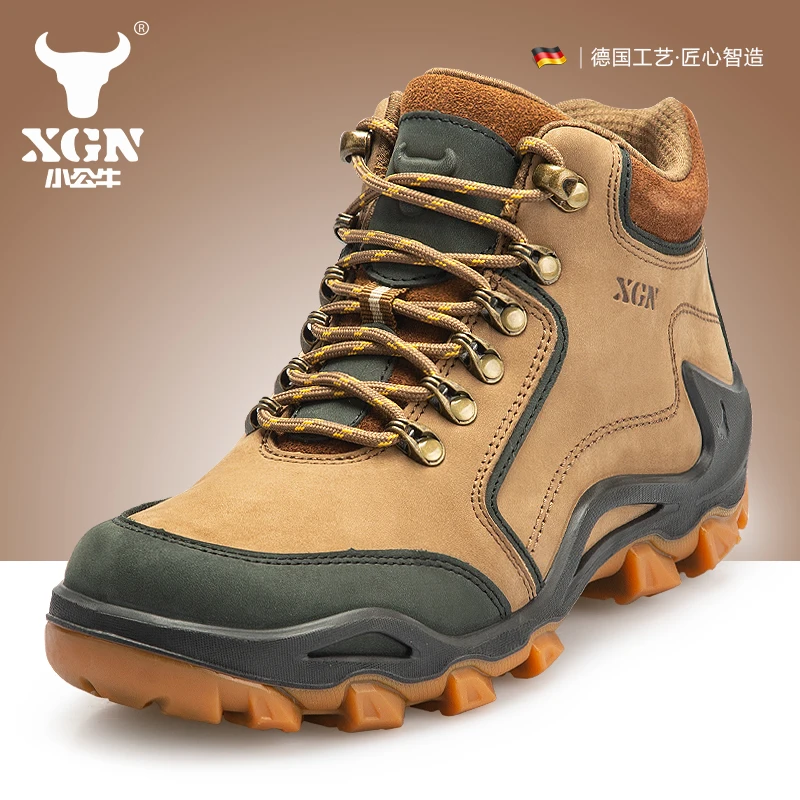 XGN-zapatos de senderismo al aire libre de cuero de vaca para hombre, botas de caza impermeables, botas tácticas de combate en el desierto, botines de viaje, zapatillas de trekking - imagen 5