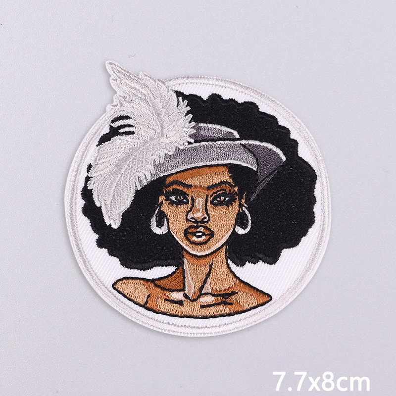 Parches para planchar con apliques de chica negra, pegatinas para ropa, parches bordados con letras de dibujos animados en ropa, insignias fusibles/coste DIY - imagen 5