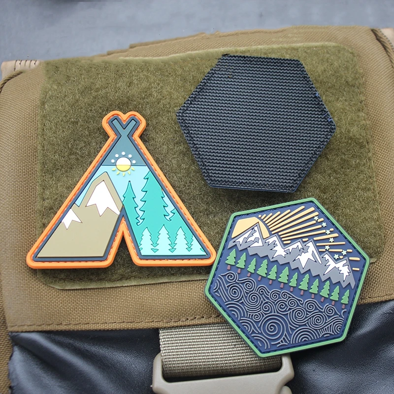 Parche de PVC para campamento, insignia de goma para exteriores, sol, paisaje todoterreno, decoración de mochila, brazalete táctico - imagen 4