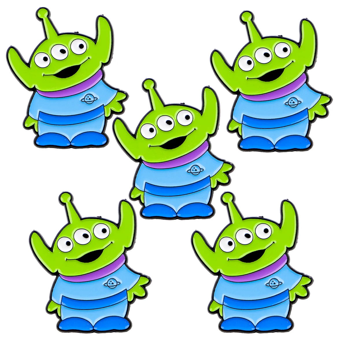 Pin esmaltado de alienígena verde para solapa, conjunto de broche divertido, decoración de ropa, alfileres de Metal, mochila, sombrero, insignia, accesorios, 5 uds. - imagen 3