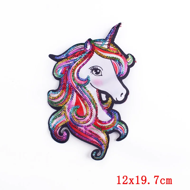 Parches bordados de alas de ciervo y unicornio con lentejuelas, parches de apliques de lentejuelas para coser dibujos animados DIY, accesorios decorativos para ropa - imagen 4