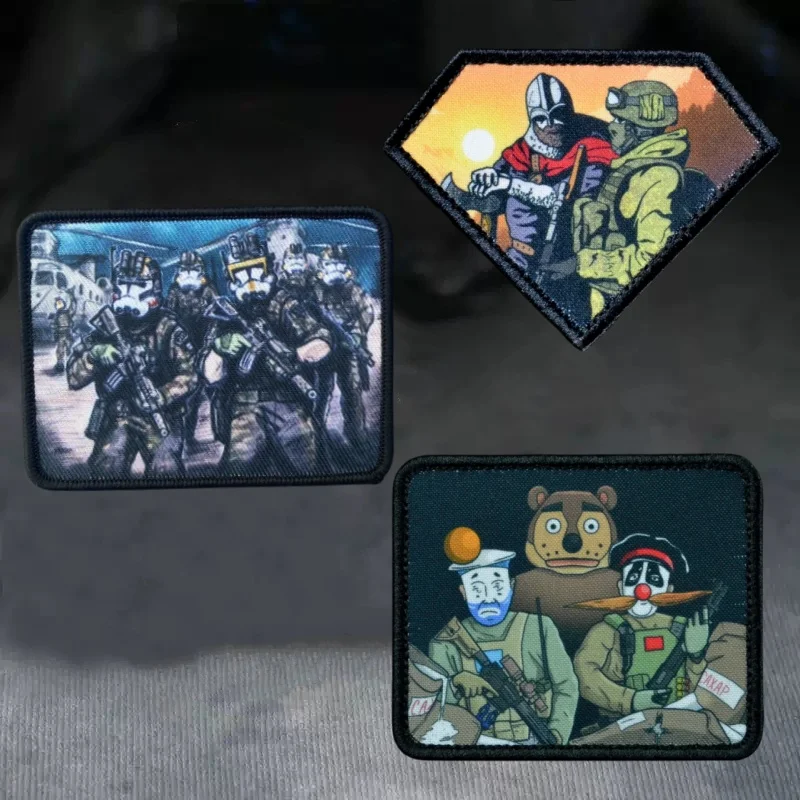 Clonación táctica soldado moral insignia parches impresos operador pueblo payaso brazalete generaciones gancho y bucle mochila pegatinas - imagen 2