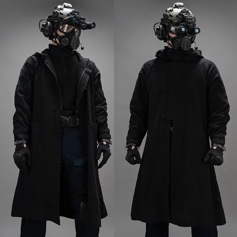 Abrigo de laboratorio de mejora táctica, ropa larga de crepé de cáñamo de imitación de algodón, rompevientos - imagen 4