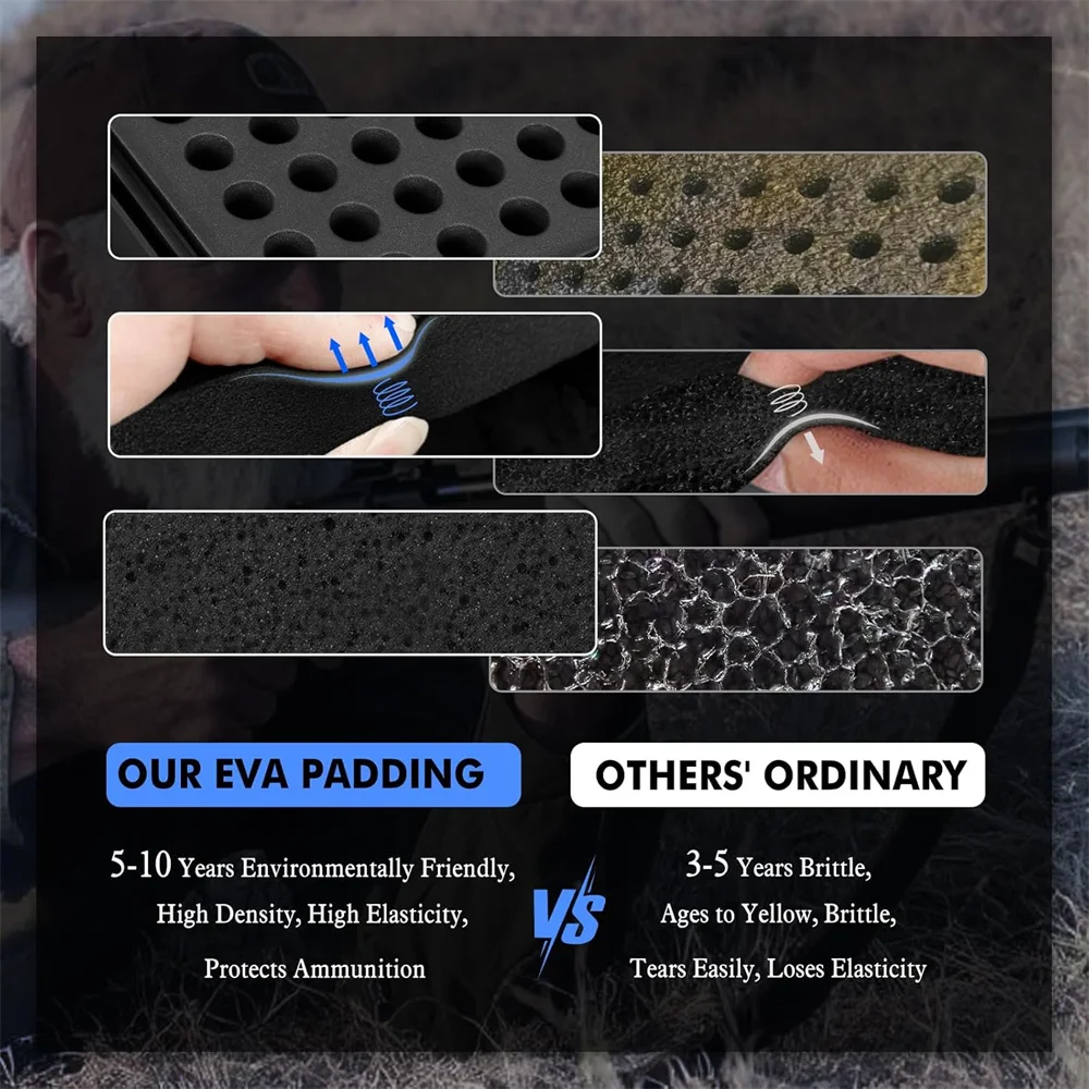 Caja de munición de 80/117 balas, caja de almacenamiento de municiones de 5,56/.223 12/20GA, caja de munición impermeable con cerradura a prueba de golpes, portador de municiones tipo bala - imagen 2