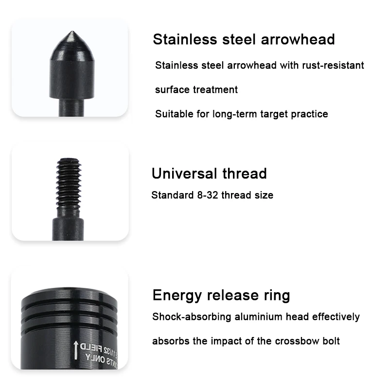Punta de flecha de liberación de 2 uds., punta de flecha de acero inoxidable, tiro con arco rápido, tiro con flecha de carbono, arco compuesto recurvo, objetivo - imagen 4