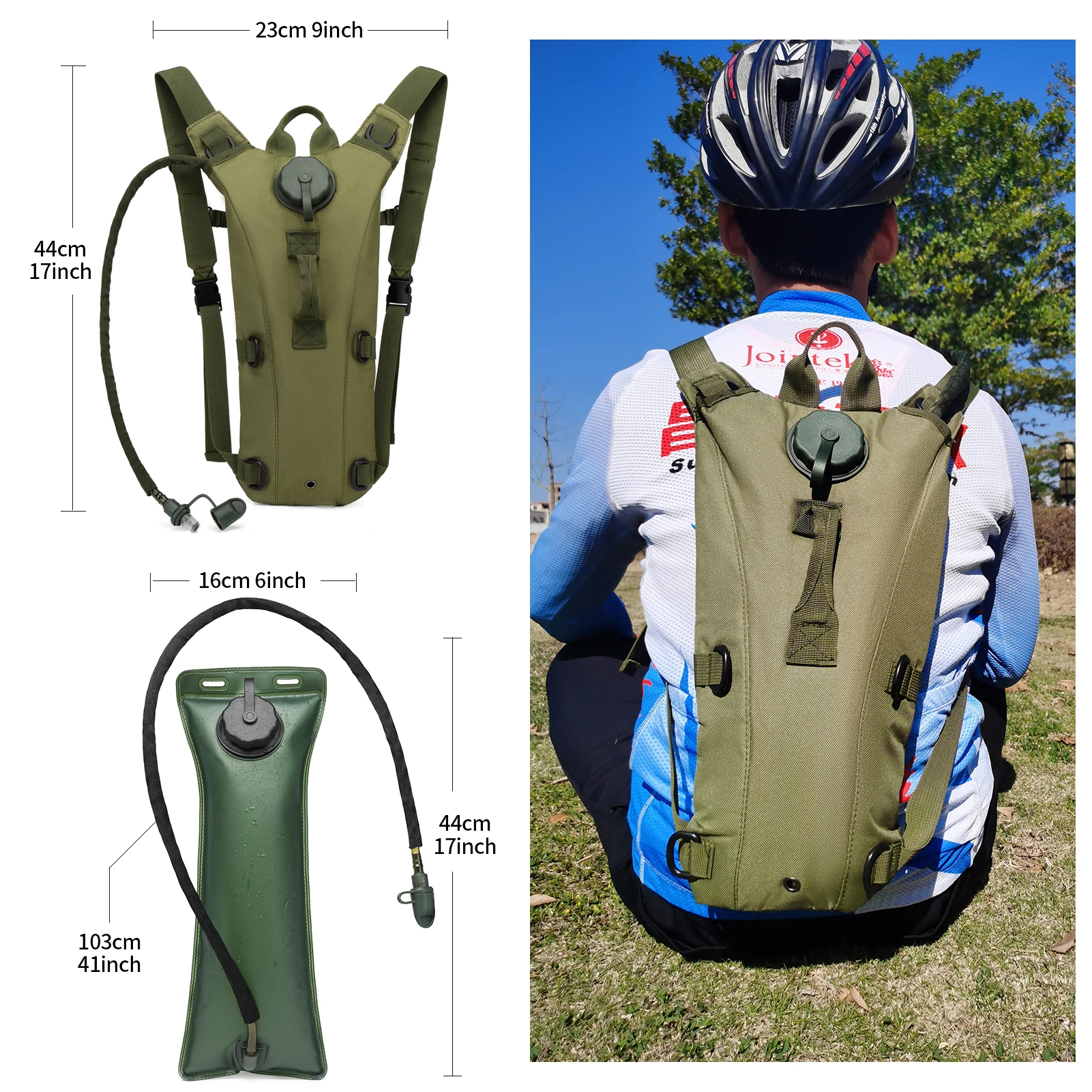 Mochila hidratación táctica con vejiga 3L – Running y ciclismo - imagen 3