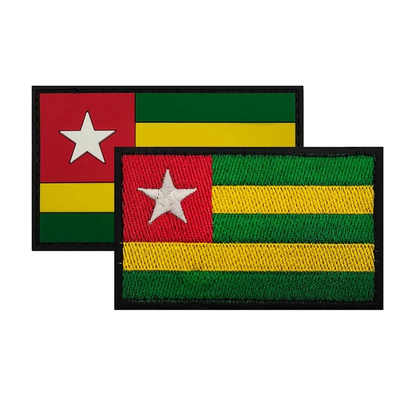 Parche bordado táctico bandera Togo gancho y bucle PVC militar - imagen 5