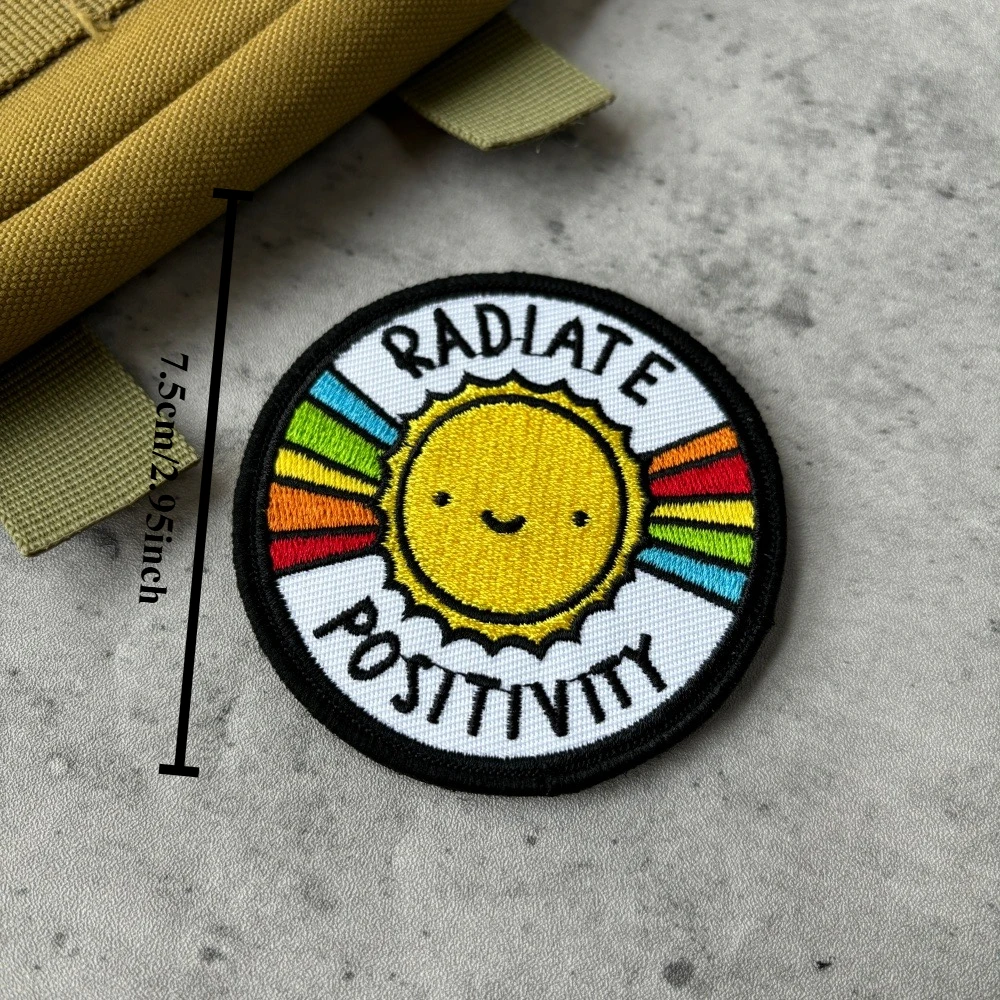 Parche táctico Radiate Posivity Meme, parches bordados con gancho y bucle divertidos, brazalete, insignia de moral del ejército militar, pegatinas para mochila - imagen 3