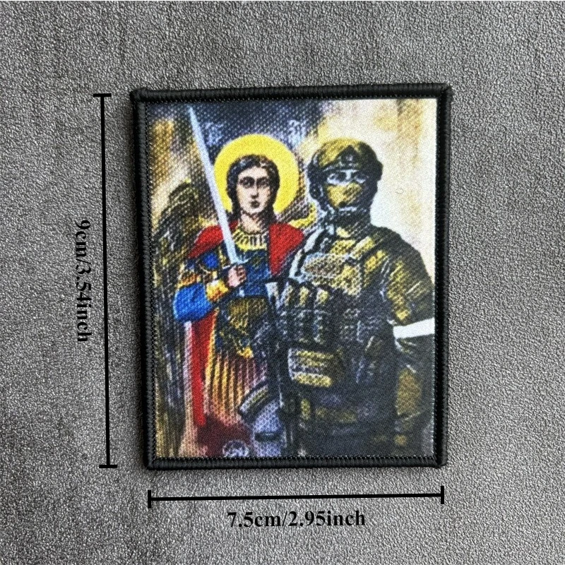 Parche táctico con estampado de la Virgen María, brazalete, insignia de moral, gancho, bucle, Arcángel, Michael, parches militares, mochila, pegatinas para ropa - imagen 2