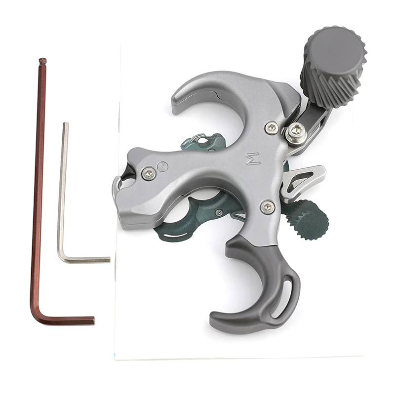 Ayuda de liberación de arco compuesto de tiro con arco de 3 dedos, agarre de gatillo de pulgar de aleación de aluminio, liberación de pinza de bucle D para deportes de caza - imagen 4