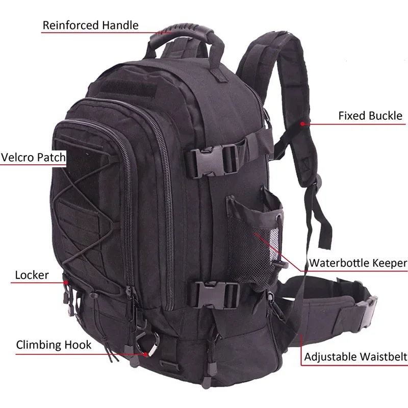 Mochila táctica para hombre, mochila de asalto Molle de 60L, resistente al agua, bolsa para insectos de gran capacidad para senderismo, Camping y caza - imagen 4