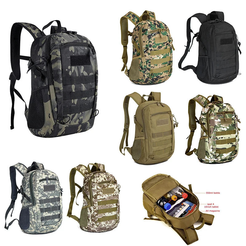 Mochila de Montañismo y senderismo al aire libre para hombre, mochila ligera de nailon impermeable para asalto táctico militar para caza