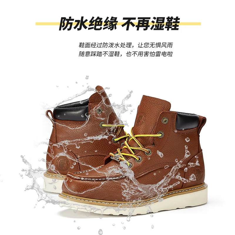 ROCKROOSTER-zapatos de senderismo de cuero de vaca para hombre, botas tácticas impermeables, botas de caza, zapatillas de Camping, herramientas de motocicleta, Goodyear - imagen 3