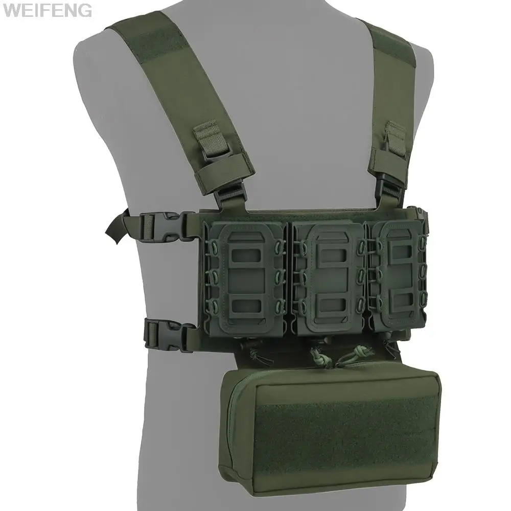 Chaleco táctico de 7,62/5,56mm, bolsa para revistas, aparejo de pecho de tablero cortado con láser para AK AR15 M4, portador de placa de caza Triple - imagen 2