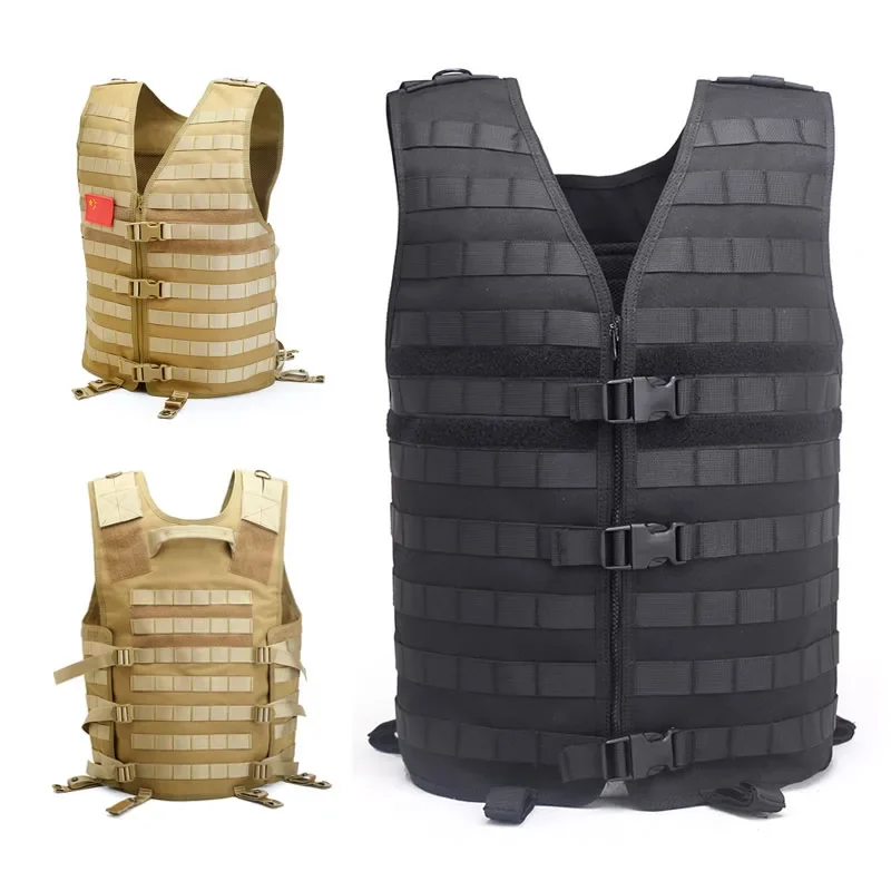 Chaleco táctico militar Molle Airsoft, chaleco portador de carga de equipo ligero, chaleco ajustable de caza de juego de guerra CS de camuflaje - imagen 3