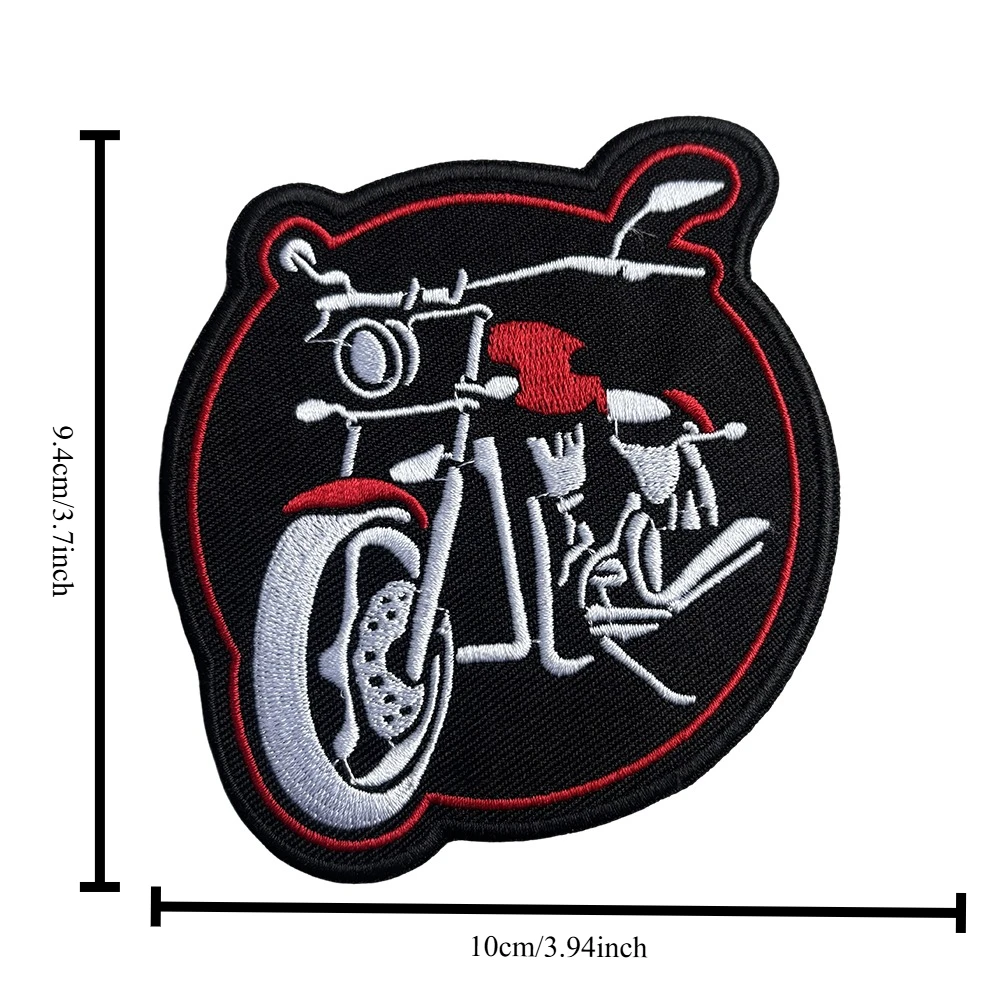 Parche bordado motocicleta retro Cafe Racer con gancho-bucle - imagen 2