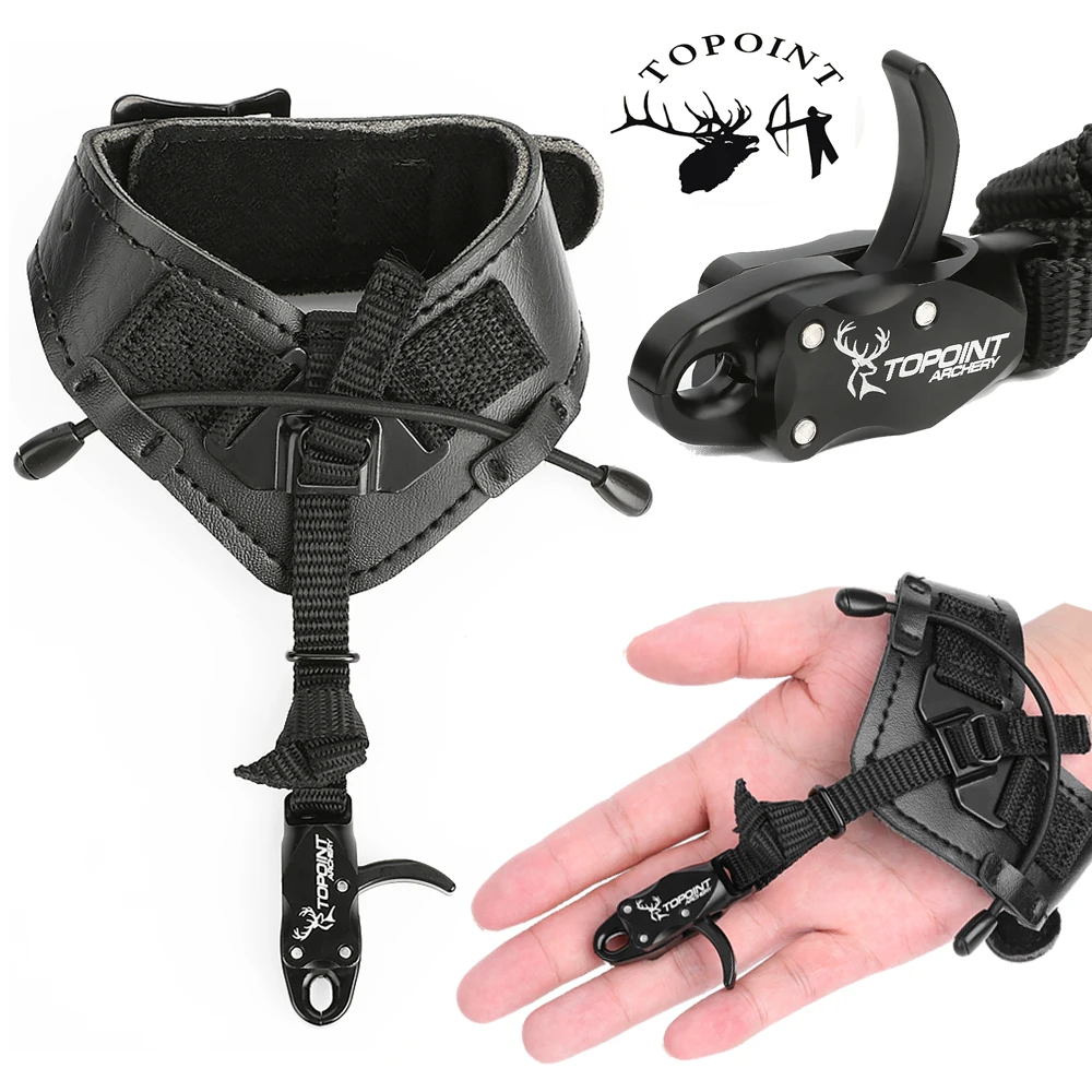 Ayuda de liberación de arco compuesto, mandíbula de cierre automático, rotación de 360 grados, ajustable, mano izquierda/derecha, accesorios de tiro de caza
