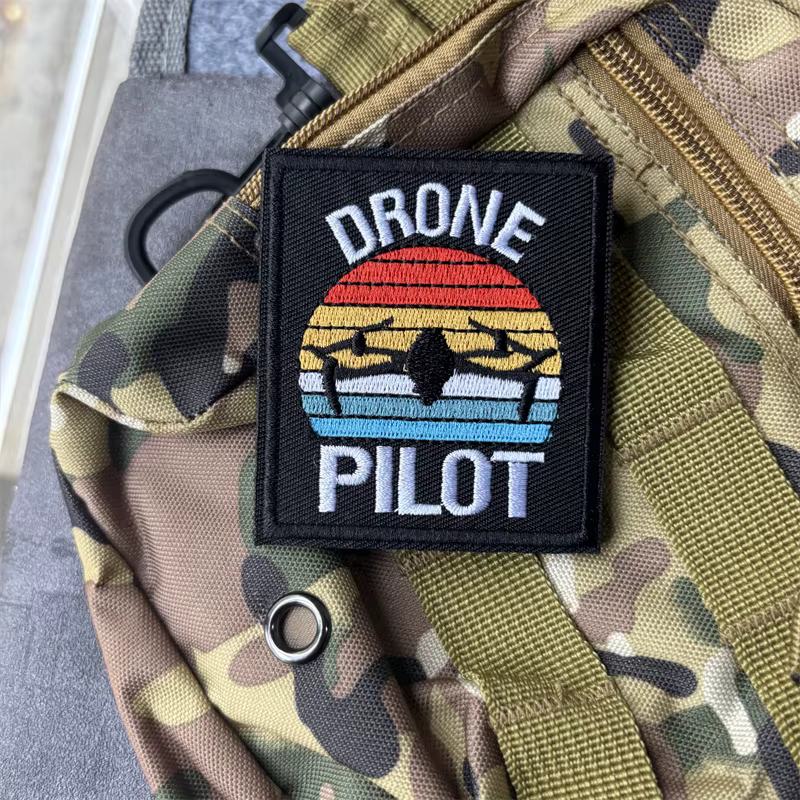 Parche táctico militar piloto de drones bordado con velcro - imagen 3