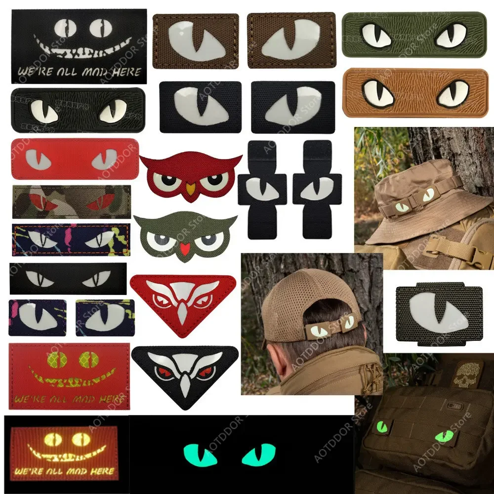 Eagle Tiger Eye Hook & Loop Tactical Glow-in-the-Dark Battle Magic Sticker, calcomanía para sombrero, casco, uniforme, mochila, Demon's Eye - imagen 2