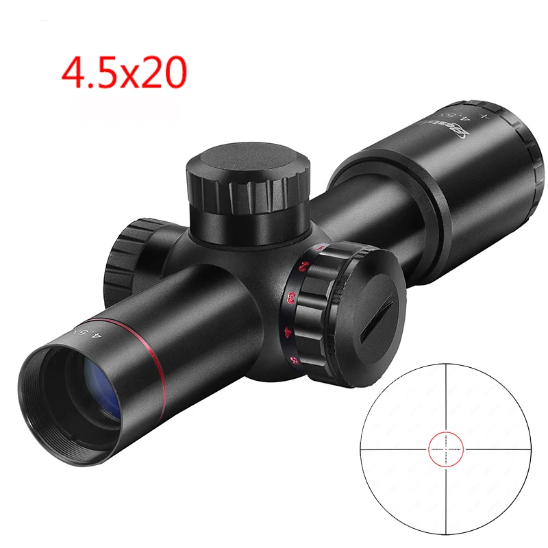Mira óptica compacta 4,5x20 AK74 AK47 AR15, mira para Rifle de caza, mira telescópica Mil Dot iluminada en rojo, caza de aire para francotirador - imagen 2