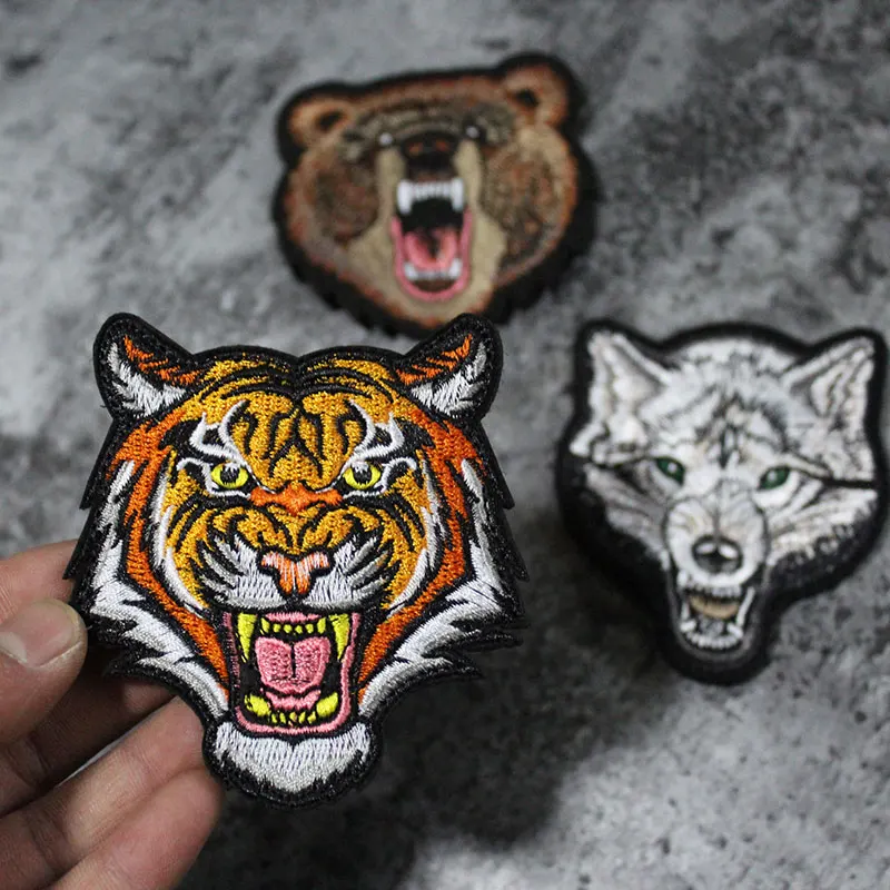 Bordado 3D de leopardo de nieve, brazalete táctico con personalidad de tigre, Animal, Lobo, oso, mochila DIY, parches de bucle de gancho para ropa, nuevo - imagen 2