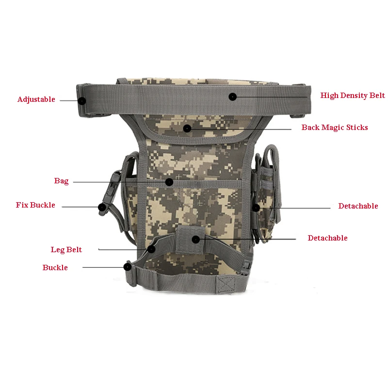 Bolsa de pierna táctica militar para hombre, bolsa de muslo para acampar y cazar, riñonera para motocicleta, riñonera para acampar y montar - imagen 5
