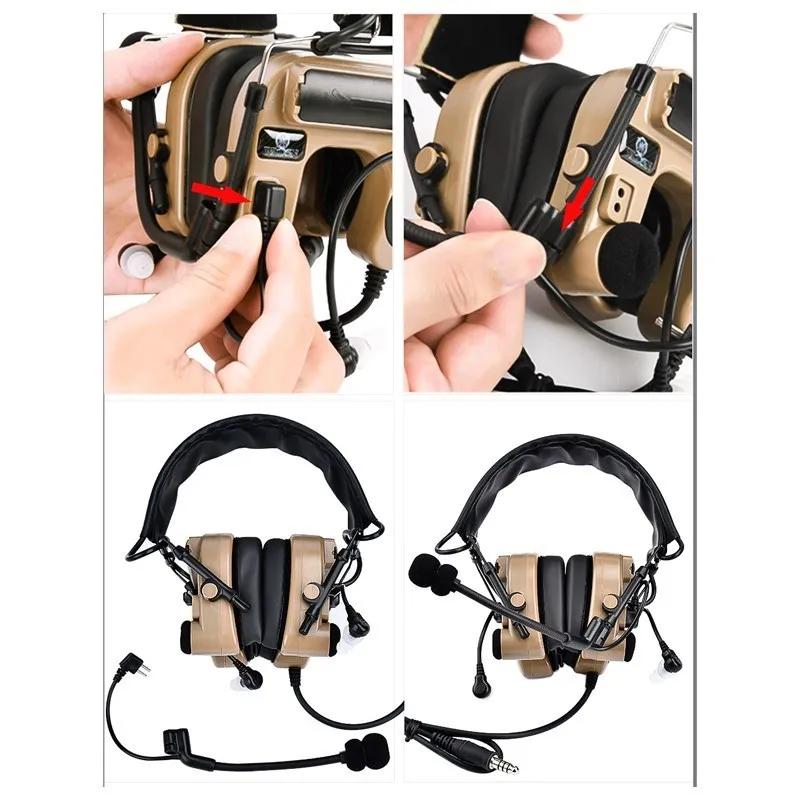 Wadsn-auriculares tácticos C4U COMTAC IV, dispositivo antirruido, catéter de vacío, comunicación de batalla al aire libre - imagen 5