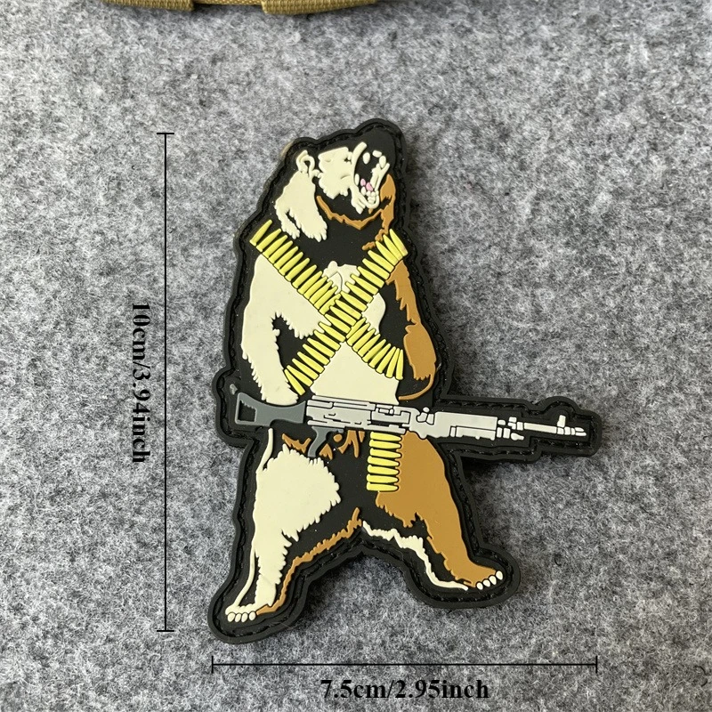 M240 oso metraladora Grizzly PVC parche gancho y bucle moral militar insignia ropa mochila decoración pegatinas - imagen 5