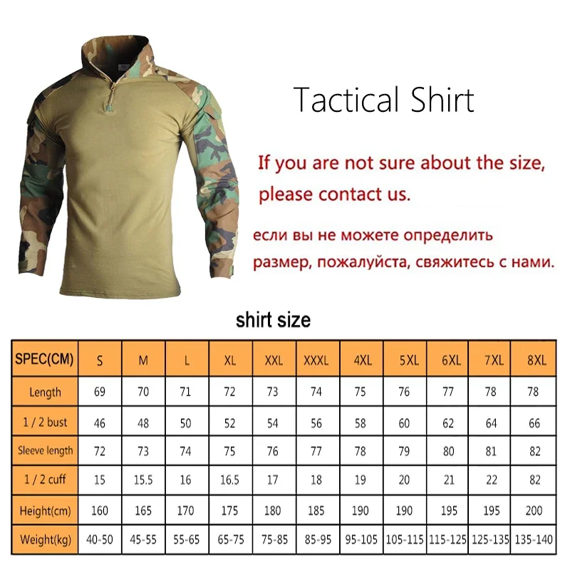 HAN WILD-camisa de camuflaje para hombre, camisa de combate, manga larga CP, senderismo, Airsoft, Paintball, ropa táctica de algodón, caza - imagen 3