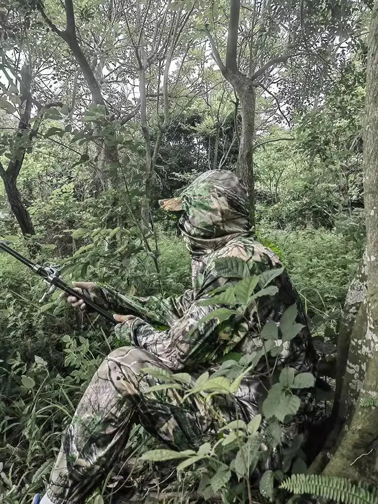 Ropa Deportiva de camuflaje biónico, traje de pesca y caza, protector solar fino, ligero, alto elástico, Media Icesilk, Verano - imagen 3