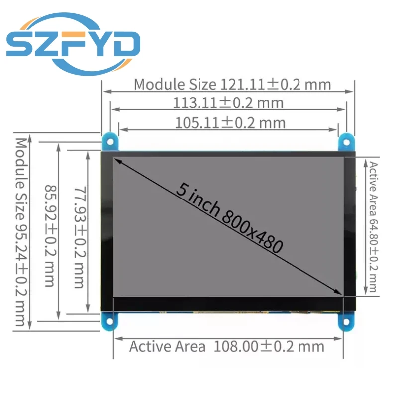 Pantalla Raspberry Pi de 5 pulgadas, 800x480 px, 4B/3B, IPS, USB, 5V, condensador de potencia, pantalla táctil, Compatible con HDMI - imagen 2