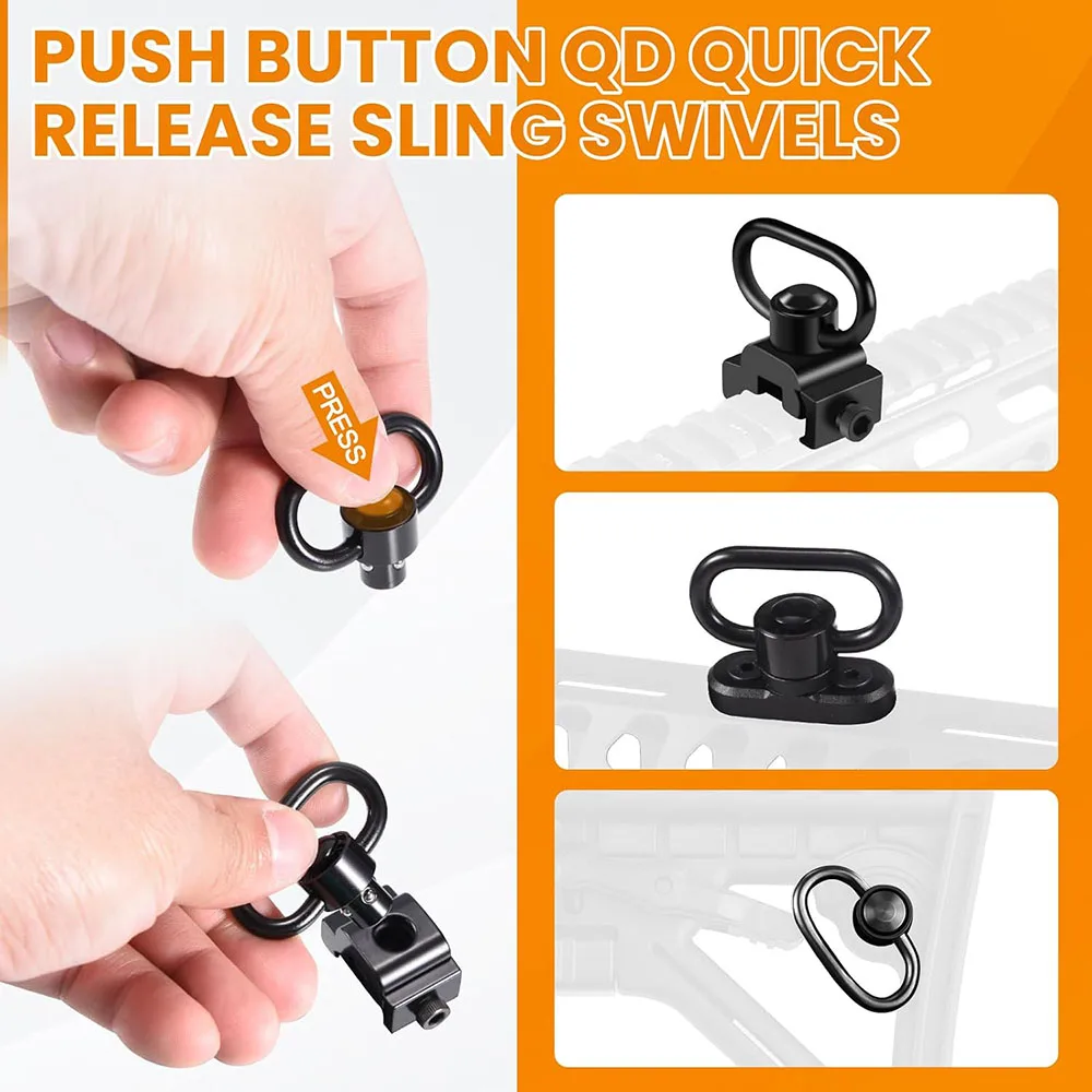 2 uds QD Sling giratorios botón de empuje accesorios de montaje de eslinga de separación rápida accesorio de pistola de hebilla giratoria de eslinga de alta resistencia - imagen 3