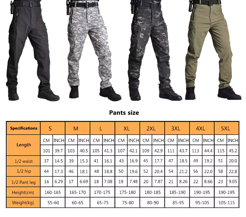 Pantalón táctico invierno forro polar camuflaje cargo resistente agua - imagen 2