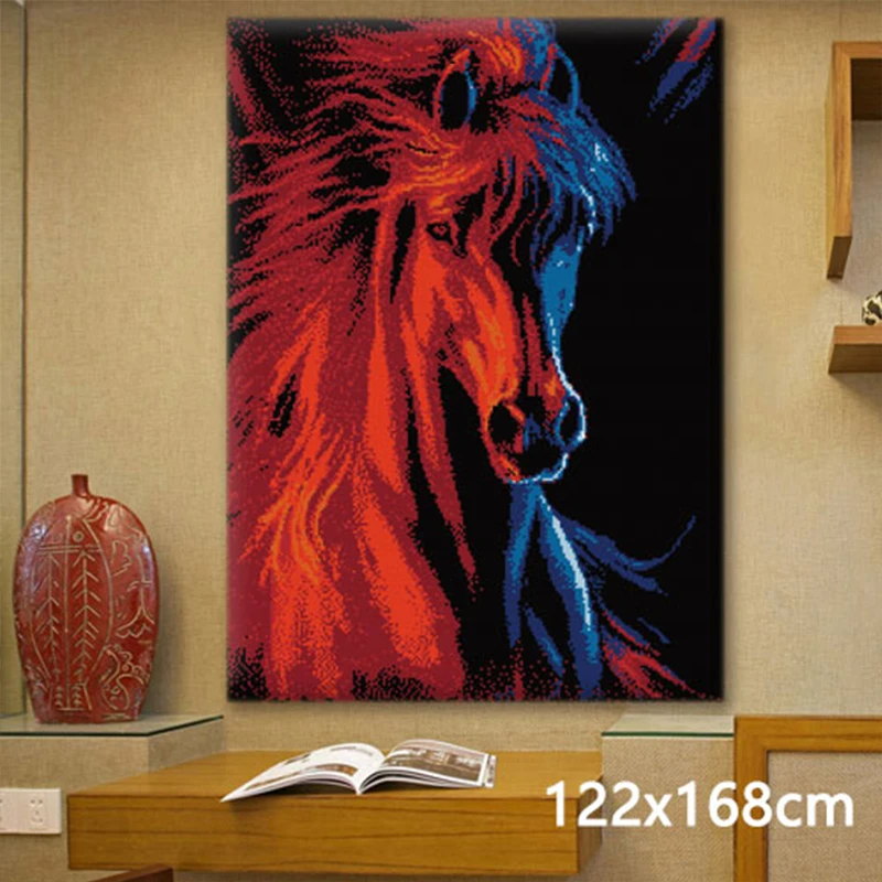 Kits de tapiz de gancho de pestillo de León y Tigre, paquete de bordado de segmento, gancho de pestillo para colgar en la pared, serie Animal, decoración de paquete de Smyrna - imagen 3