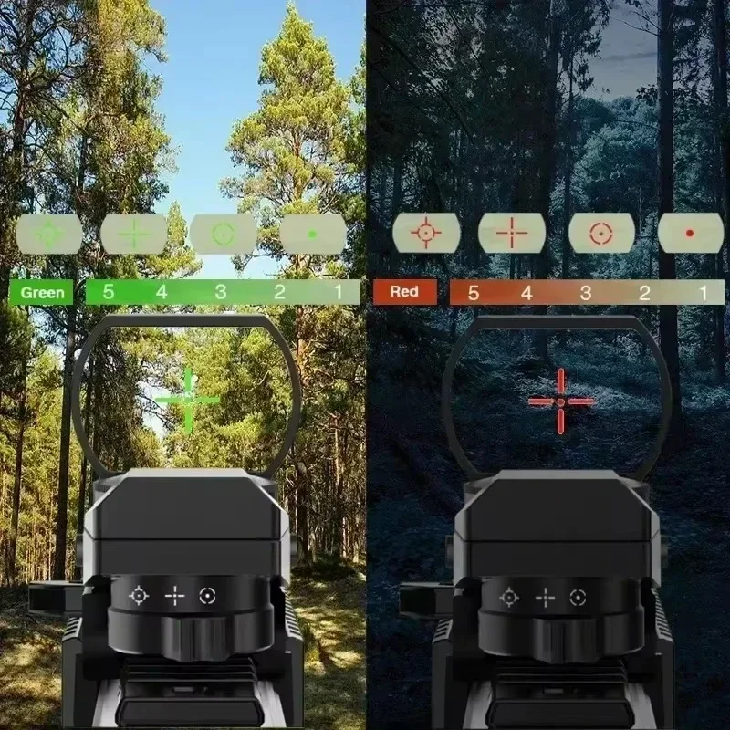 Mira holográfica táctica para exteriores, 4 retículas, punto rojo verde, portátil, para montaje en riel de 11mm/20mm, accesorio para Rifle de caza Airsoft - imagen 5
