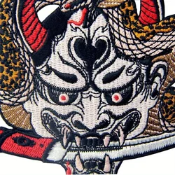 Parche bordado Hannya Oni termoadhesivo militar para mochilas y ropa