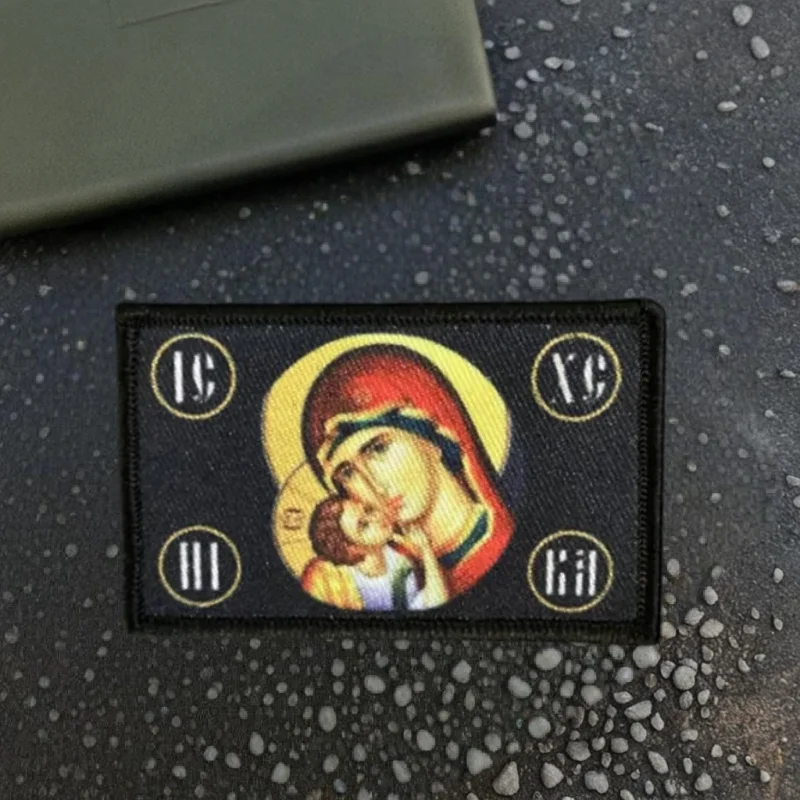 Parche con estampado de Madonna, insignia de moral táctica con gancho y bucle, pegatina decorativa para mochila, parches militares para brazalete para ropa - imagen 4