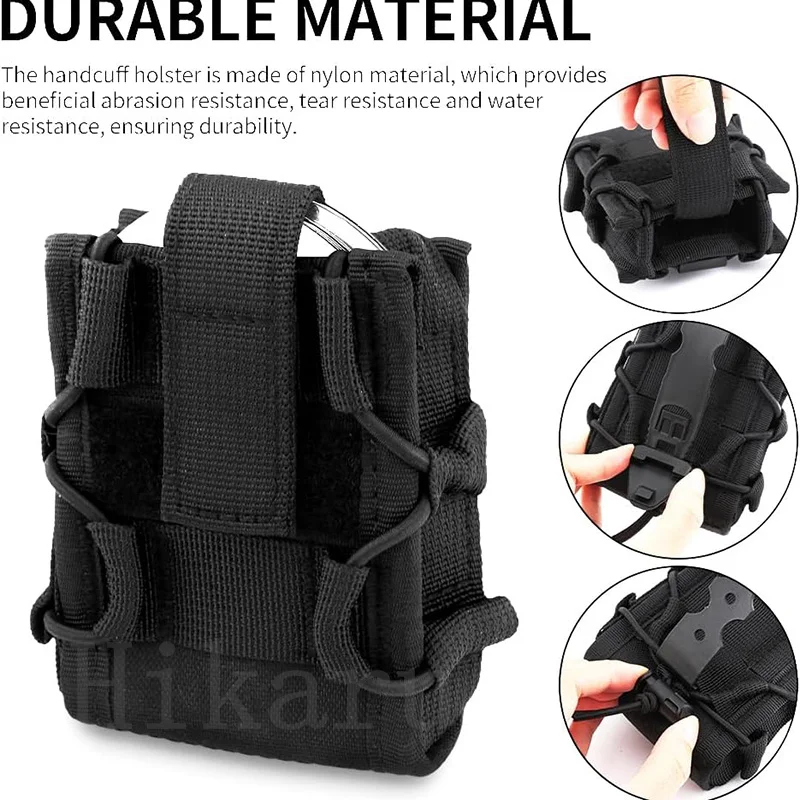Esposas de nailon Molle portátiles, marco de esposas Universal con parte superior abierta, riñonera, soporte para puños, accesorios de policía - imagen 3