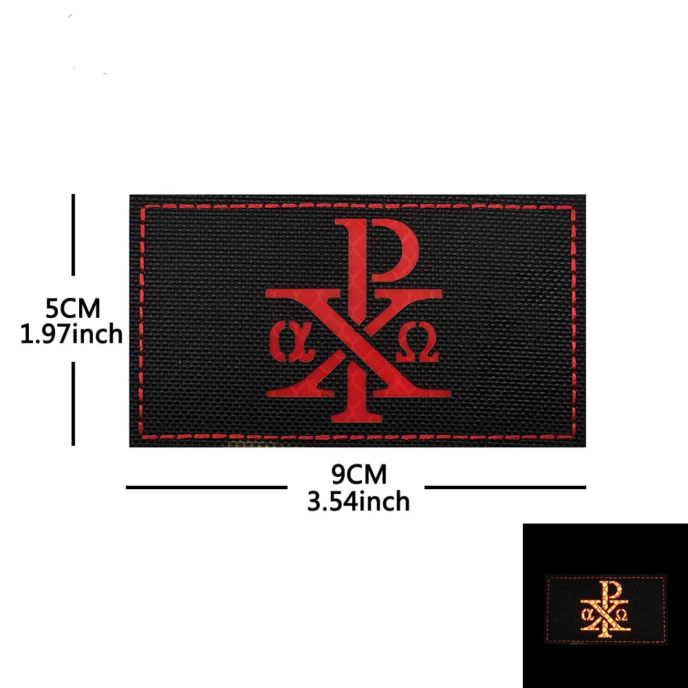 Gancho griego Chi-Rho que brilla en la oscuridad y fe loopo, símbolos Retro, parches reflectantes, insignias de moral de identificación nocturna - imagen 5
