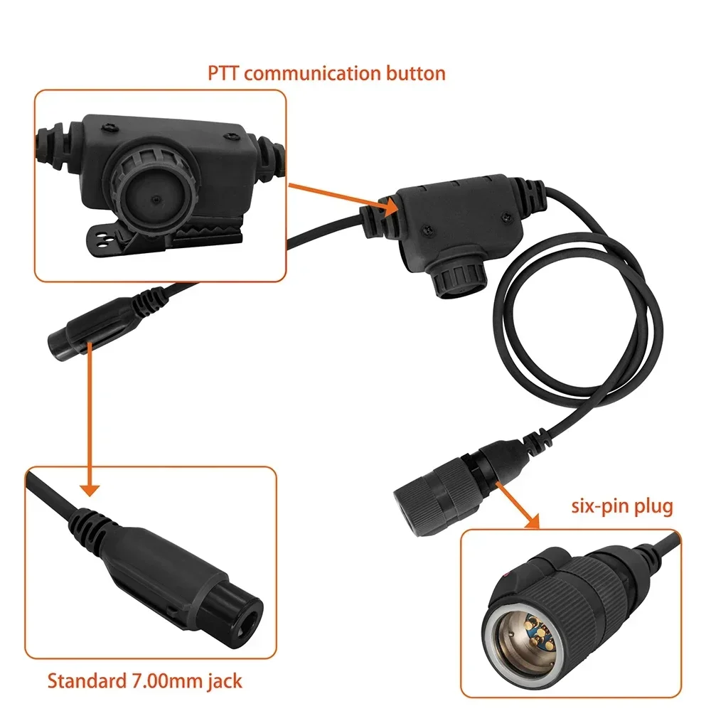 Adaptador de auriculares tácticos U94 Ptt, enchufe de 6 pines para PRC 163 PRC148 / PRC 152 militar Airsoft COMTA, auriculares de caza y tiro - imagen 3