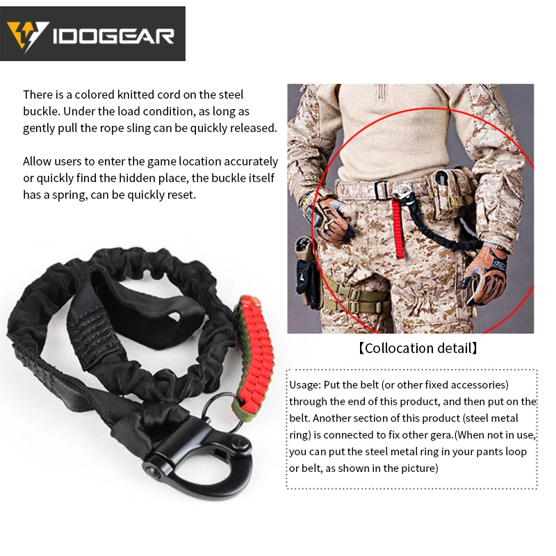 Idogear-cordón táctico de liberación rápida para Airsoft, accesorios tácticos de combate, banda elástica - imagen 4