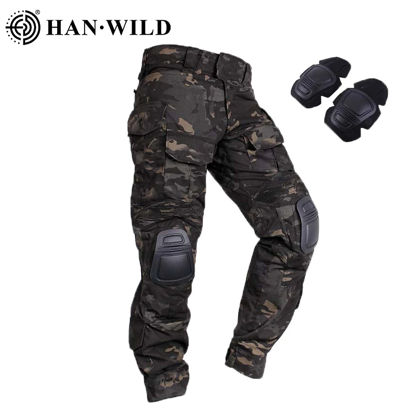 HAN WILD G3 pantalones de combate con rodilleras pantalones tácticos Airsoft camuflaje algodón senderismo Softair ropa de Camping pantalones de escalada - imagen 2